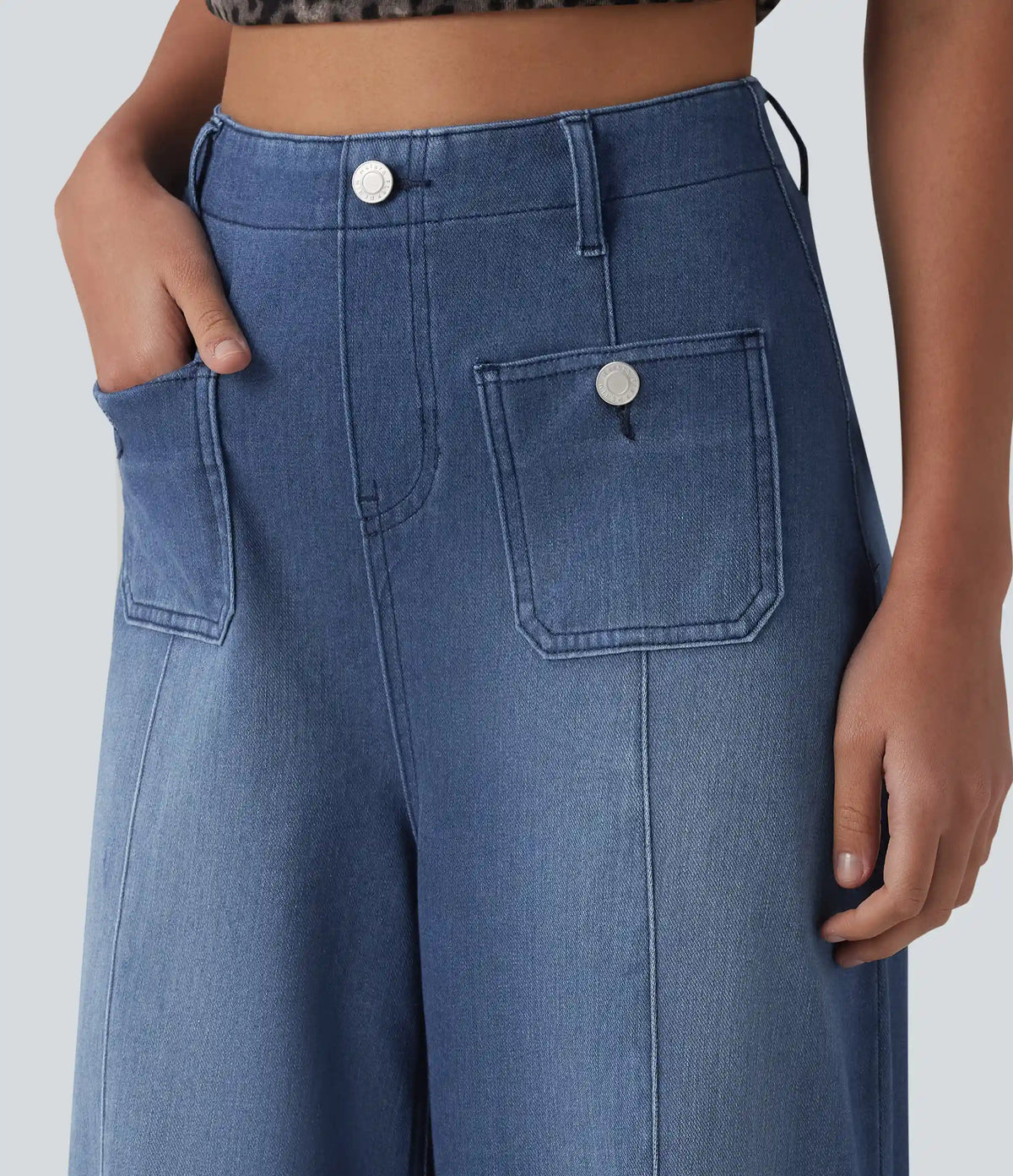 Halara Flex™ High Waisted Wide Leg Flare Casual Jeans with Pockets