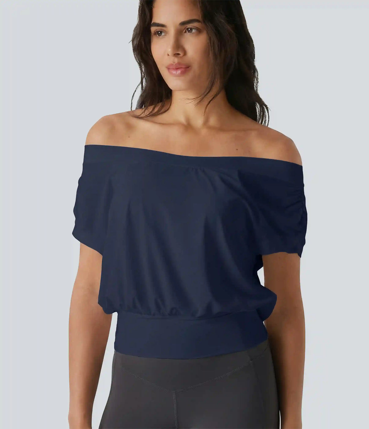 Off Shoulder Short Sleeve Oversize InstantCool Quick Dry Yoga Sports Top