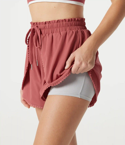 Breezeful™ High Waisted Drawstring 2-in-1 Quick Dry Workout Shorts 3'' with Pockets
