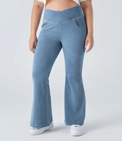 Halara Flex™ High Waisted Crossover Pocket Washed Casual Plus Size Jeans