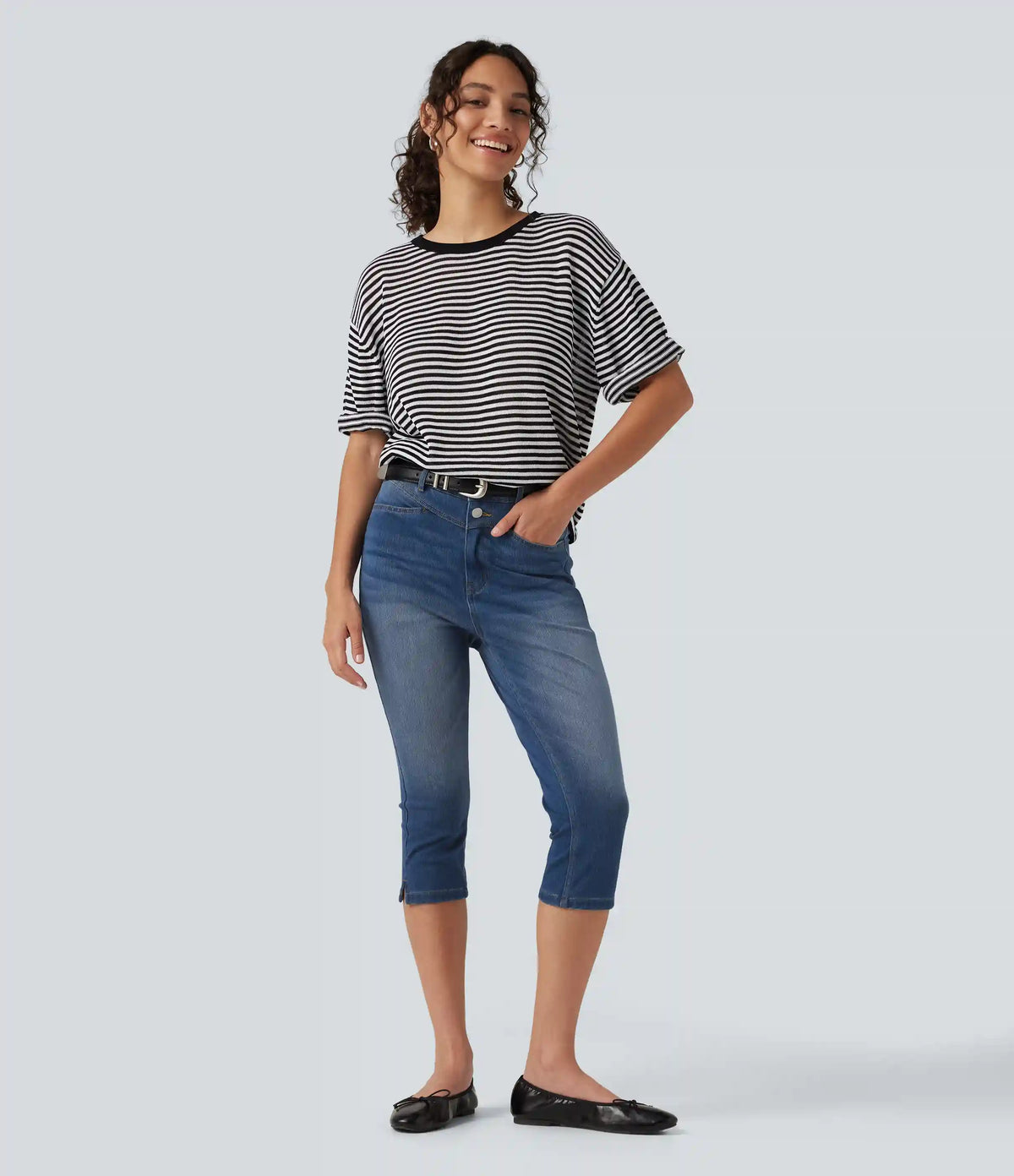 Halara Flex™ High Waisted Split Capri Casual Slim Jeans with Pockets