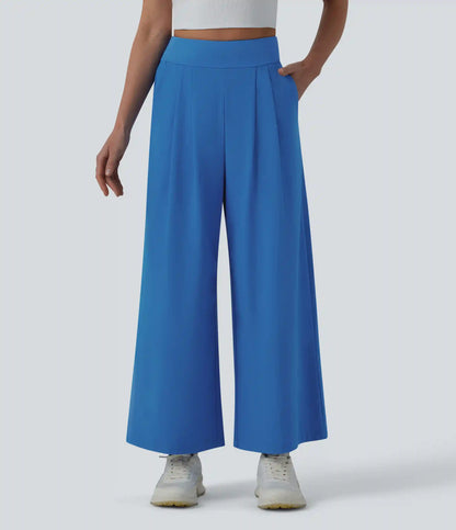 Breezeful™ High Waisted Pleated Ankle Length Quick Dry Yoga Baggy Pants with Pockets
