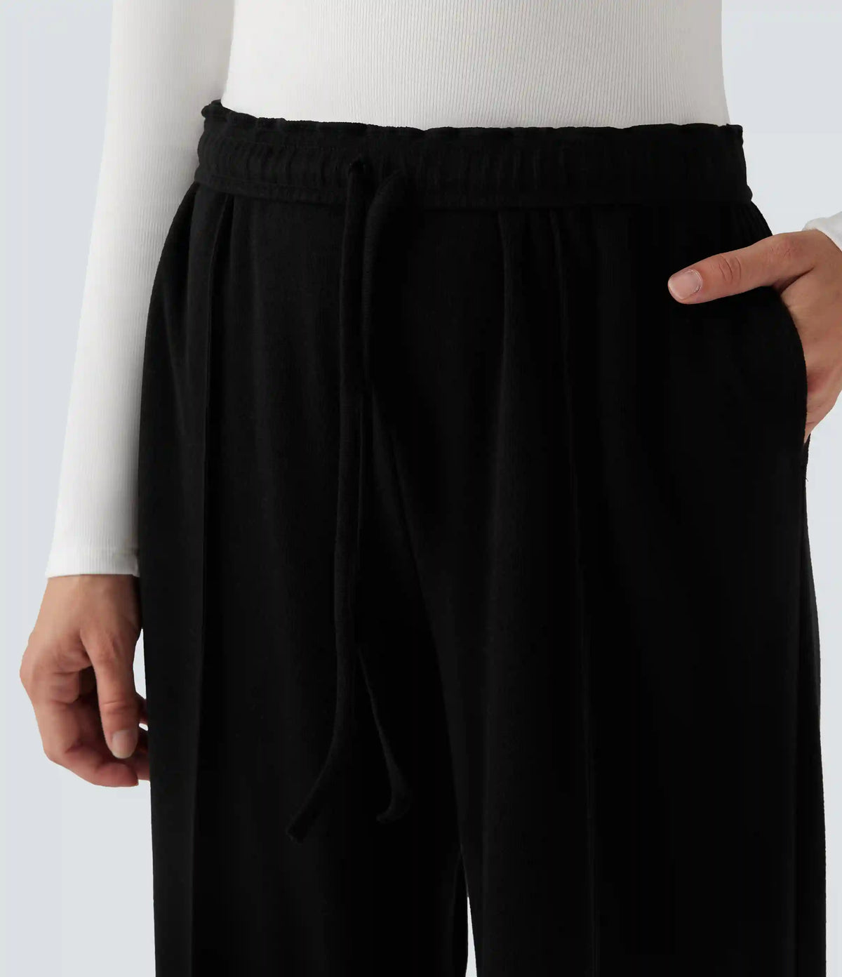 High Waisted Drawstring Thermal Casual Baggy Pants with Pockets
