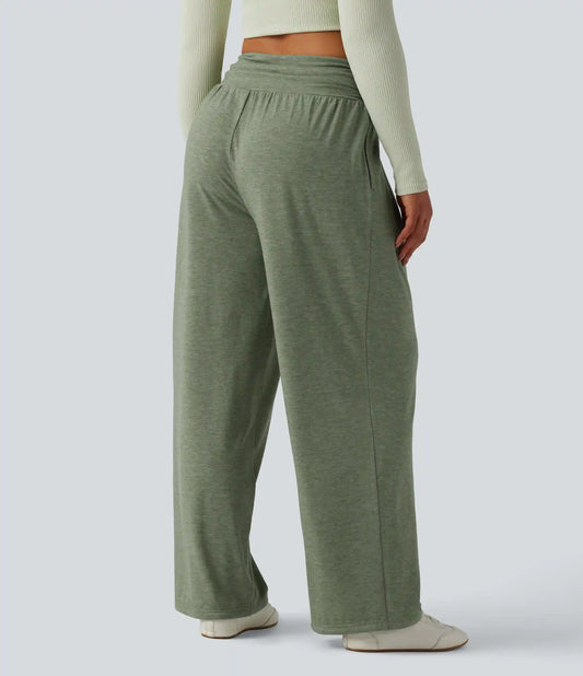 High Waisted Ruched Heathered Yoga Pants with Pockets