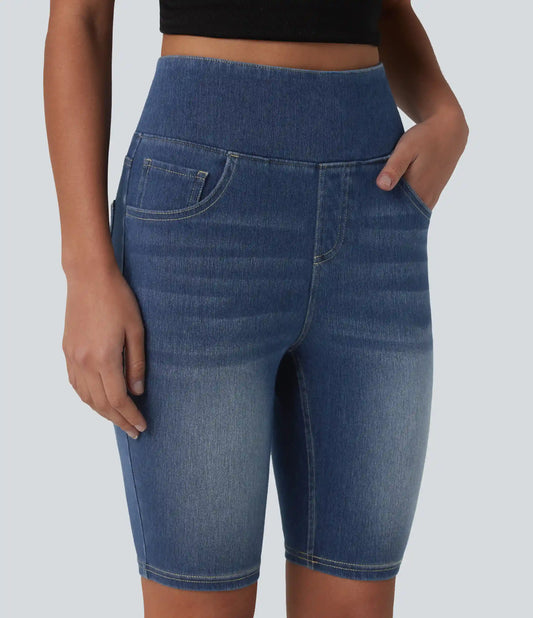 Halara Flex™ High Waisted Tummy Control Denim Casual Bermuda Shorts 9'' with Pockets