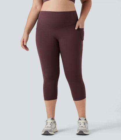 Plus Size Halara UltraSculpt™ High Waisted Butt Lifting Tummy Control Capri Training Leggings with Pockets