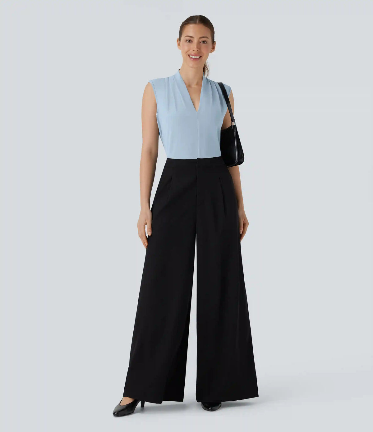 V Neck Sleeveless Work Blouse