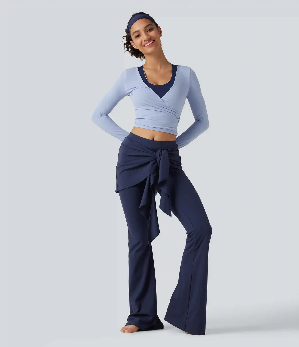 SoftlyZero™ Mid Rise Tie Front Flare Dance Leggings-UPF50+