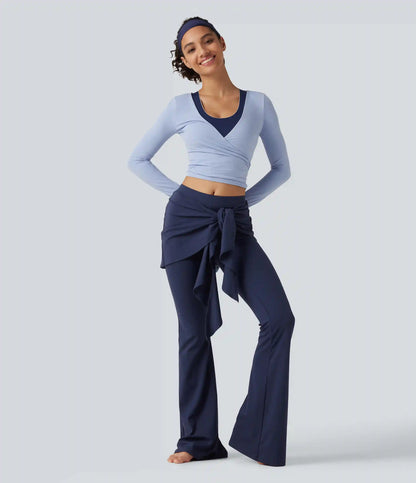 SoftlyZero™ Mid Rise Tie Front Flare Dance Leggings-UPF50+