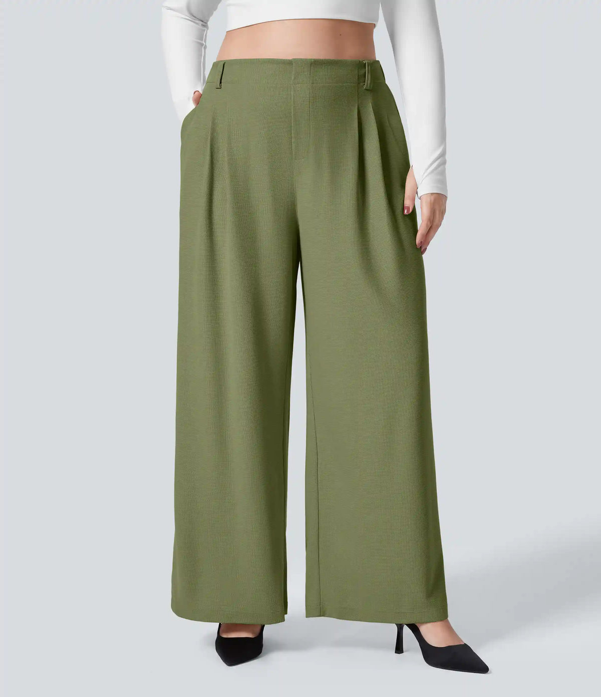 Halara Flex™ High Waisted Pocket Wide Leg Waffle Work Plus Size Pants