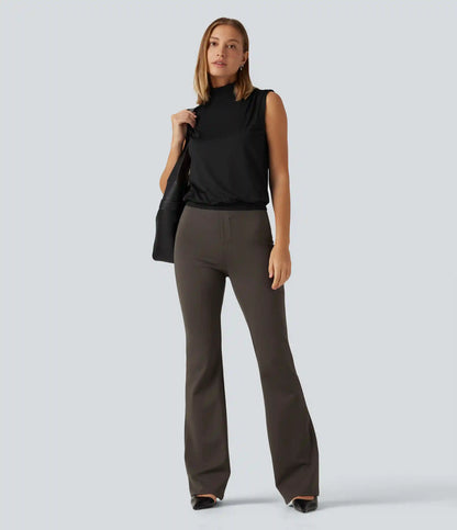 Stand Collar Ruched Work Tank Top