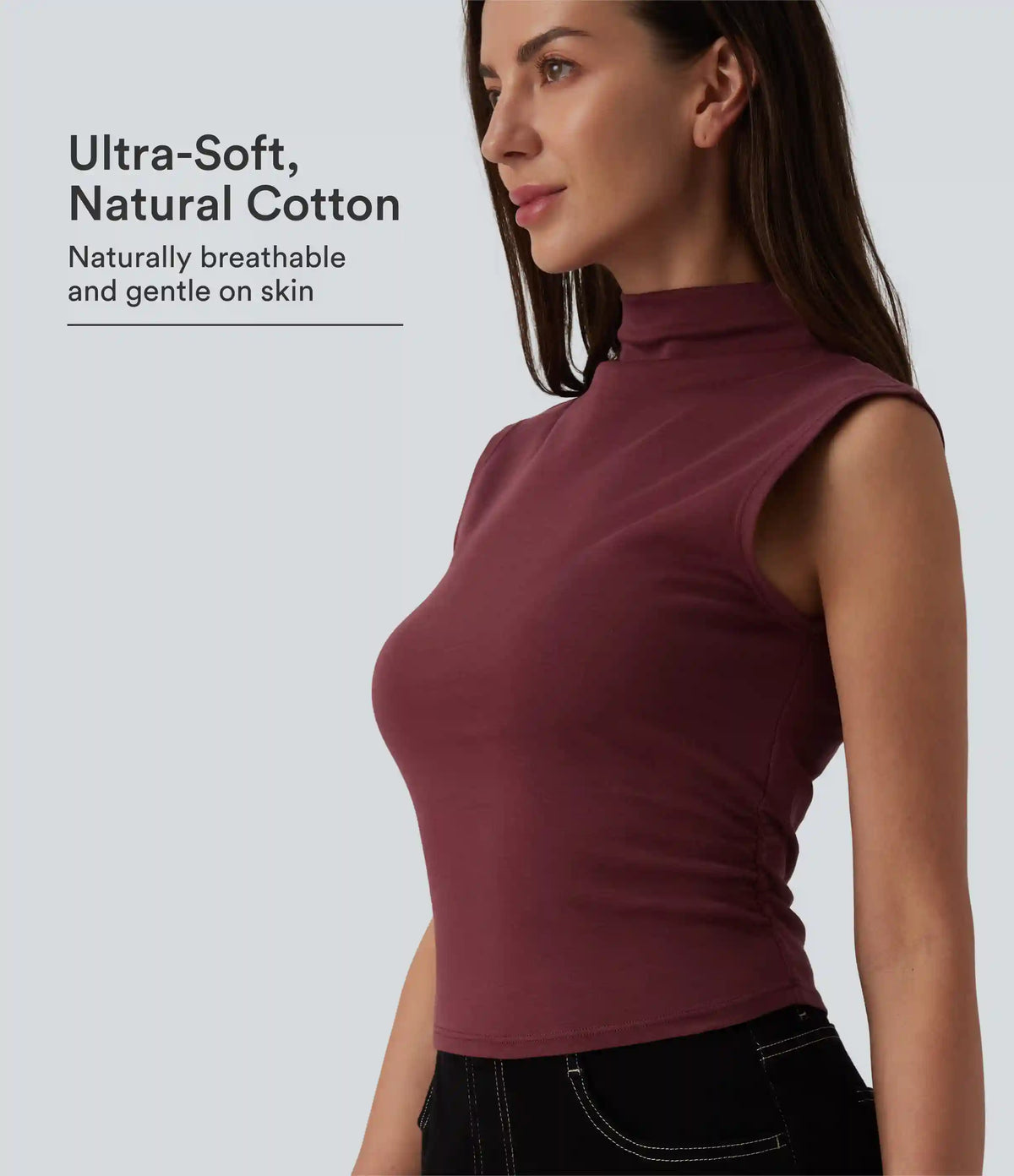 Mock Neck Work Pima Cotton Tank Top