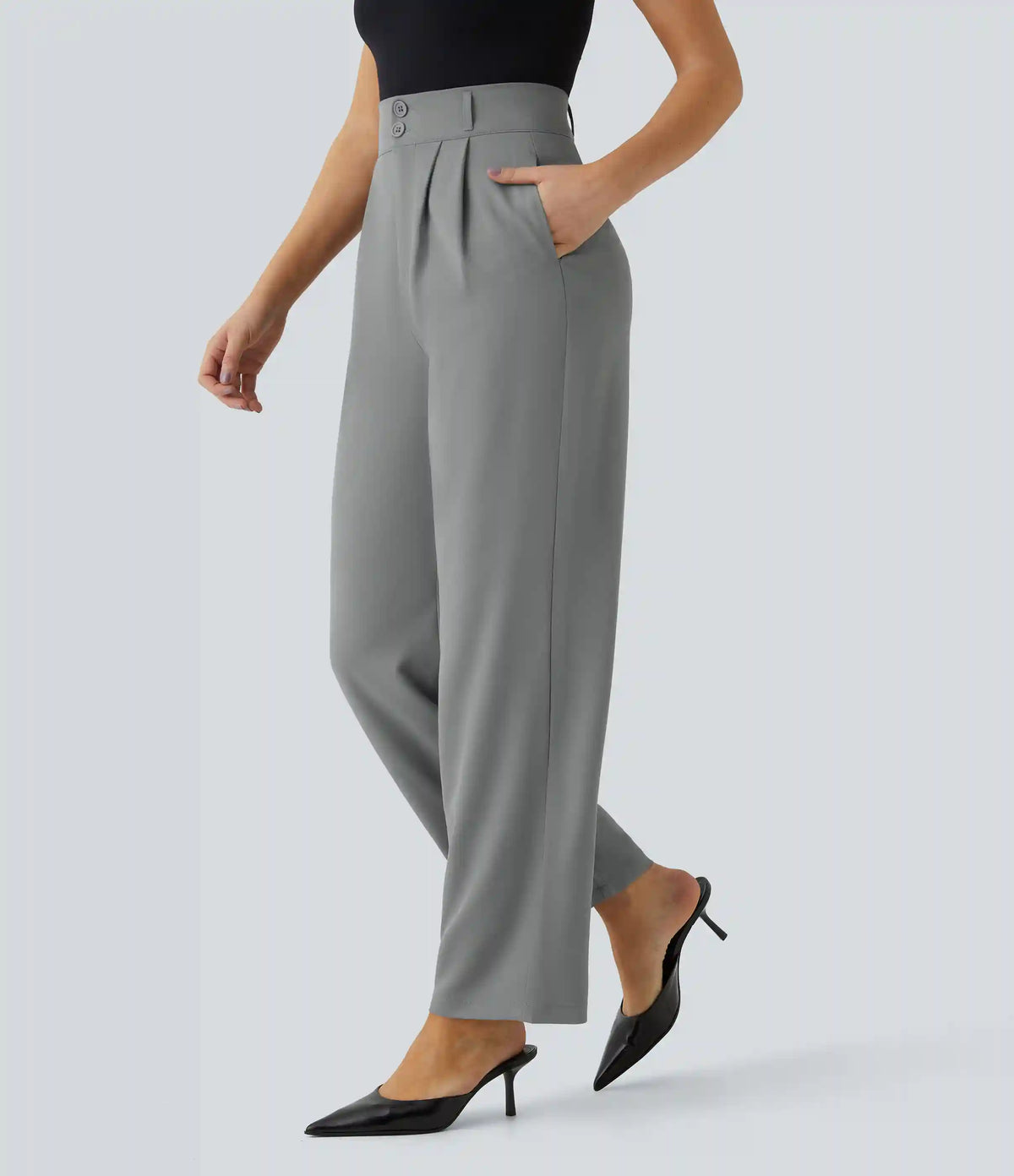 Halara Flex™ High Waisted Zipper Pocket Shirred Straight Leg Work Pants