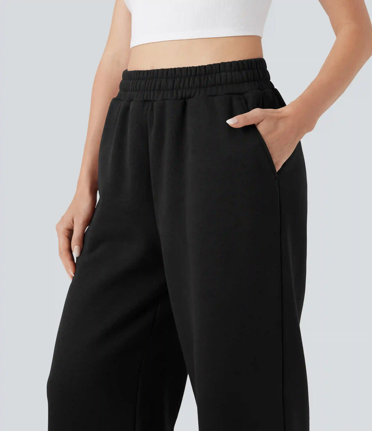 High-waisted Drawstring Fleece Casual Cotton Pants with Pockets