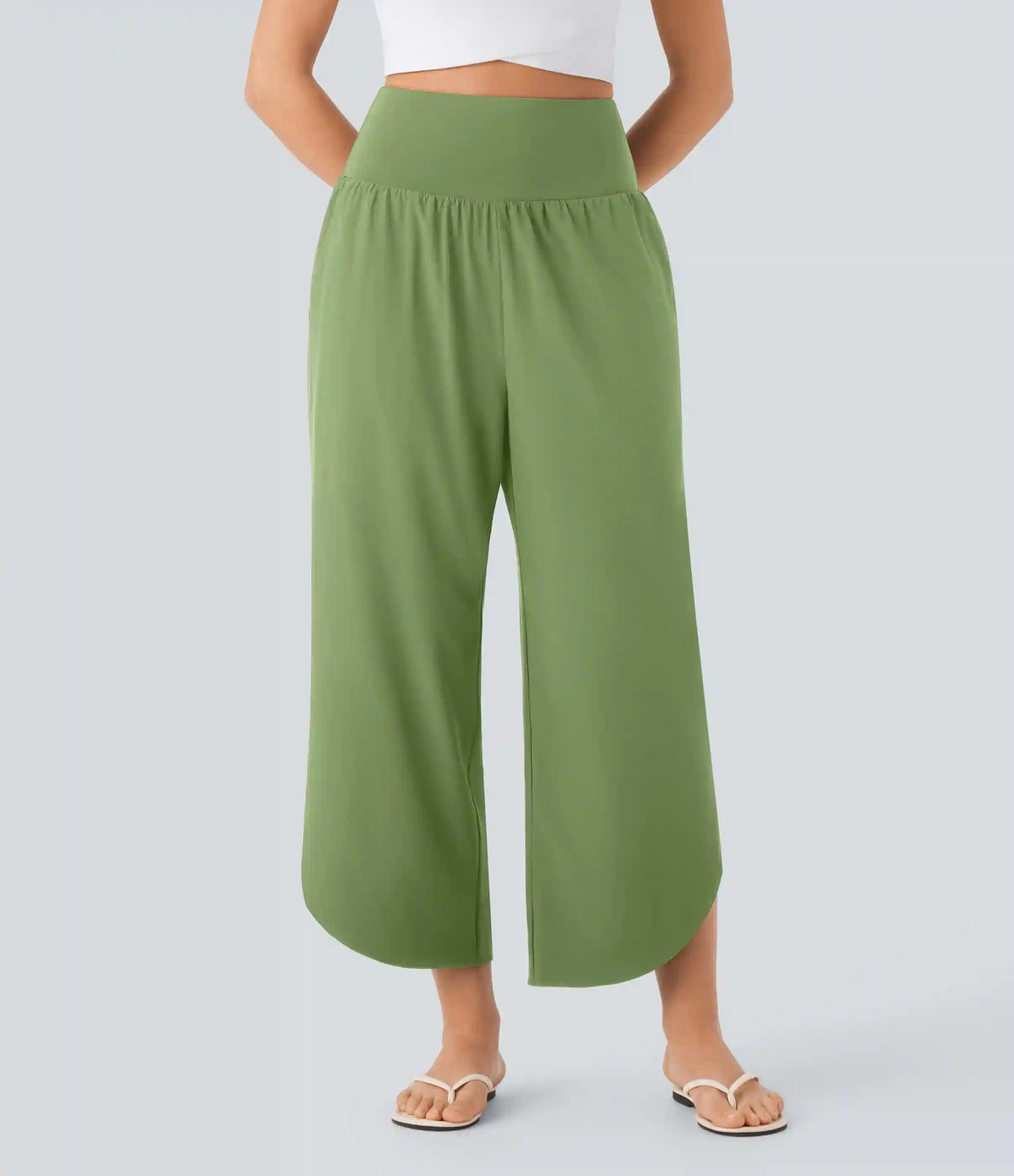 Breezeful™ High Waisted Tummy Control Split Hem Quick Dry Resort Pants with Pockets