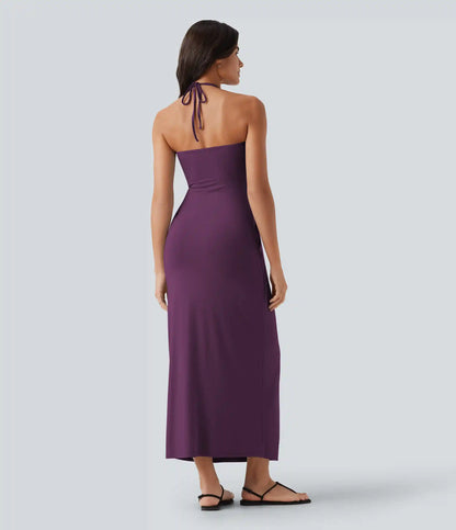 Halter Tie Back Maxi Dress with Pockets