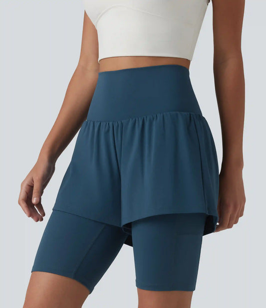 SoftlyZero™ Airy Super High Waisted 2-in-1 InstantCool Yoga Shorts 9'' with Pockets