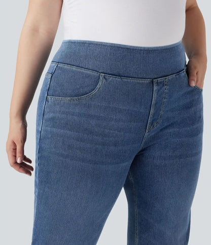 Halara Flex™ High Waisted Pockets Washed Casual Bootcut Plus Size Jeans