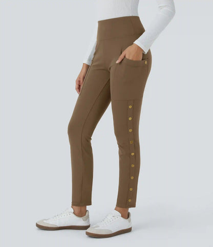 DayStretch High Waisted Decorative Pocket Skinny Ankle Length Casual Pants