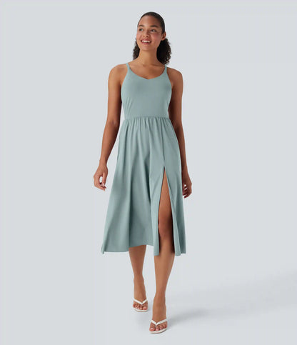 SoftlyZero™ Airy Racerback InstantCool Casual Slip Dress with Pockets DD-F Cups