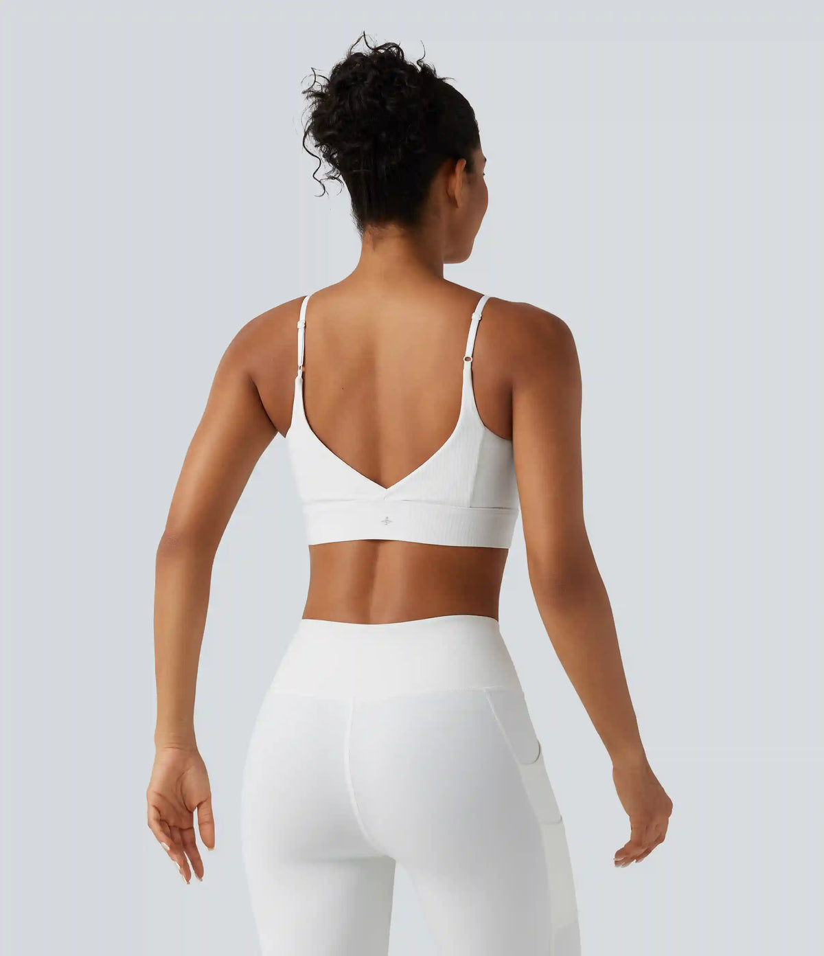 Ribbed Knit Low Support Built-in Bra Yoga Sports Bra