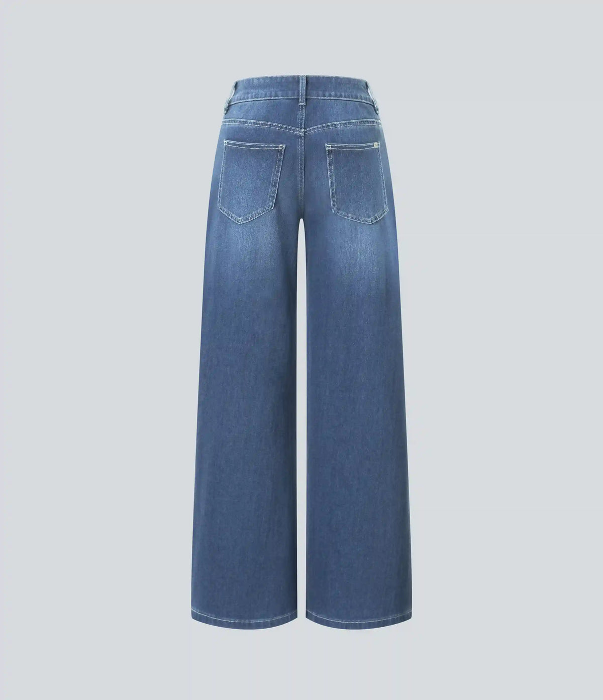 Halara Flex™ Asymmetric Low Rise Zipper Pockets Baggy Wide Leg Washed Casual Jeans