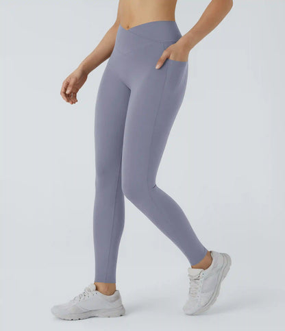 Patitoff™ 2.0 Pet Hair Resistant High Waisted Crossover Side Pocket Yoga Leggings