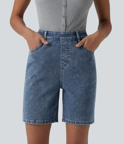 Halara Flex™ High Waisted Denim Casual Bermuda Shorts 7'' with Pockets