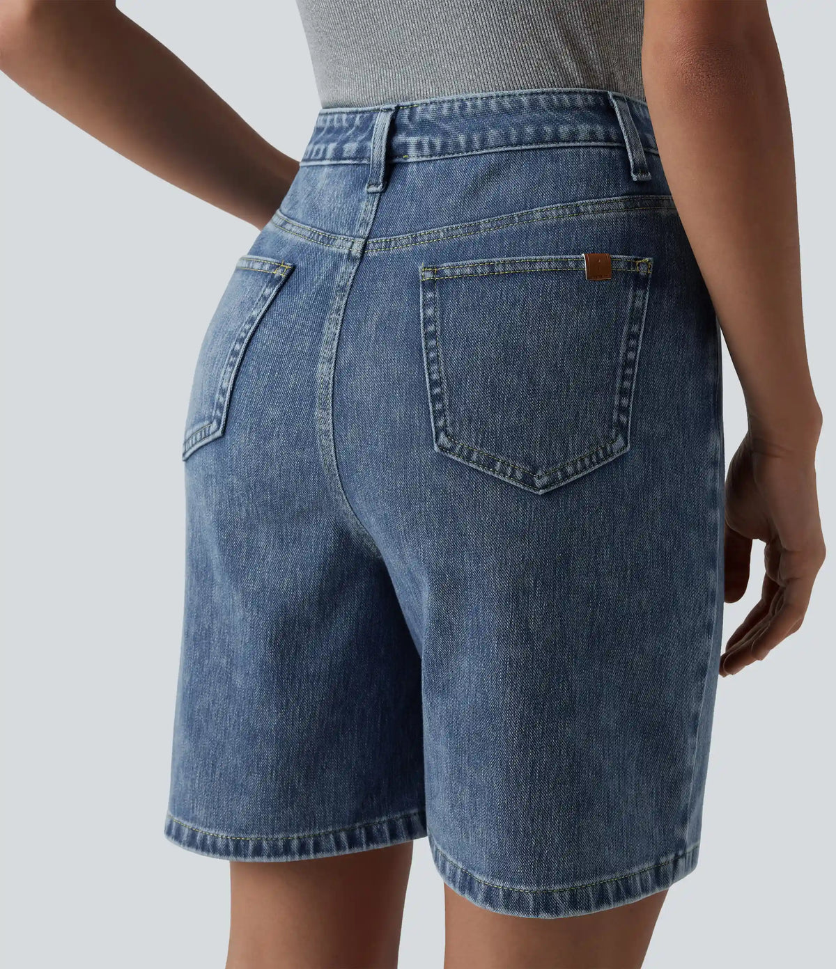 Halara Flex™ High Waisted Denim Casual Bermuda Shorts 7'' with Pockets