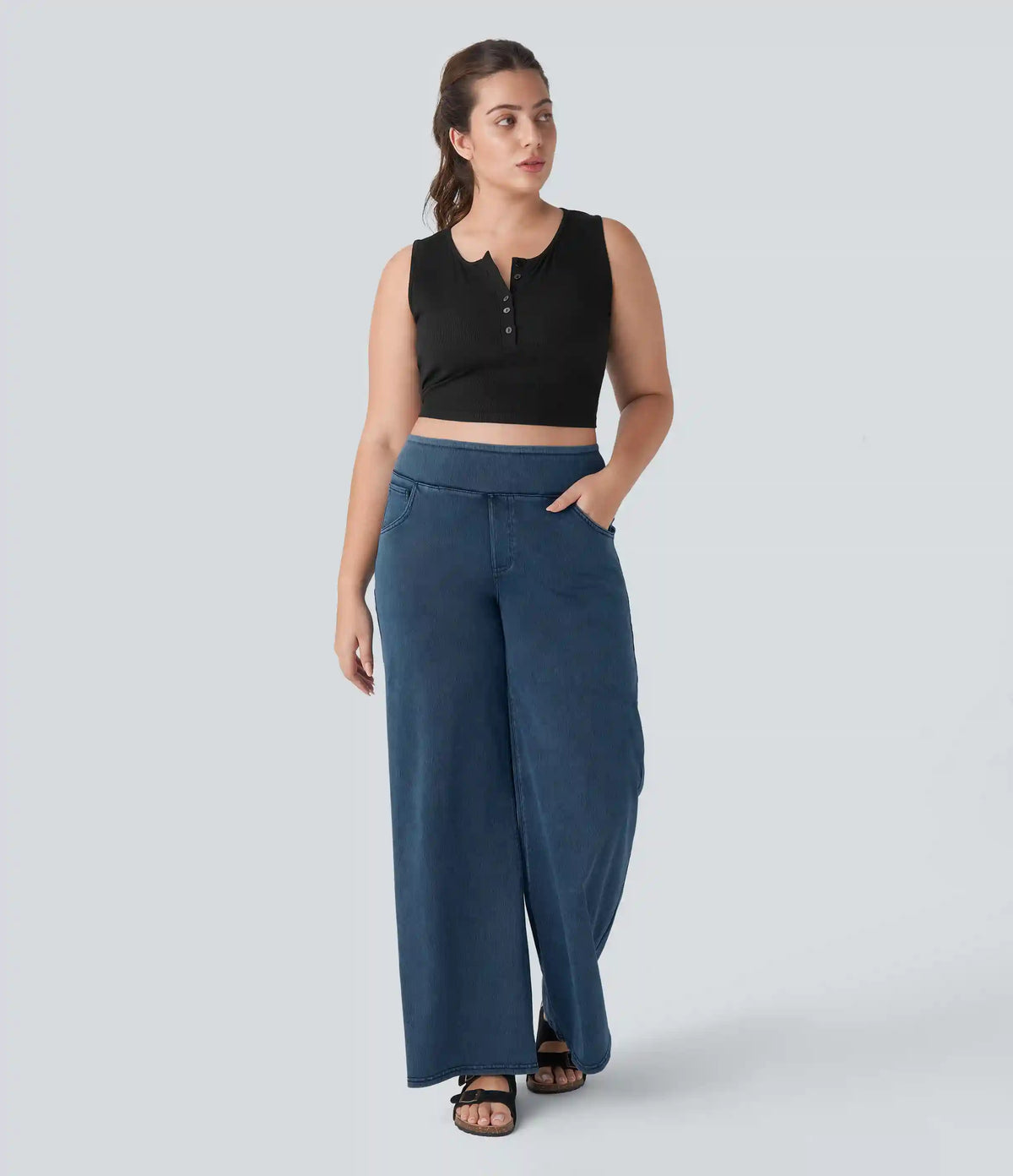 Halara Flex™ High Waisted Pockets Baggy Wide Leg Loose Casual Plus Size Jeans