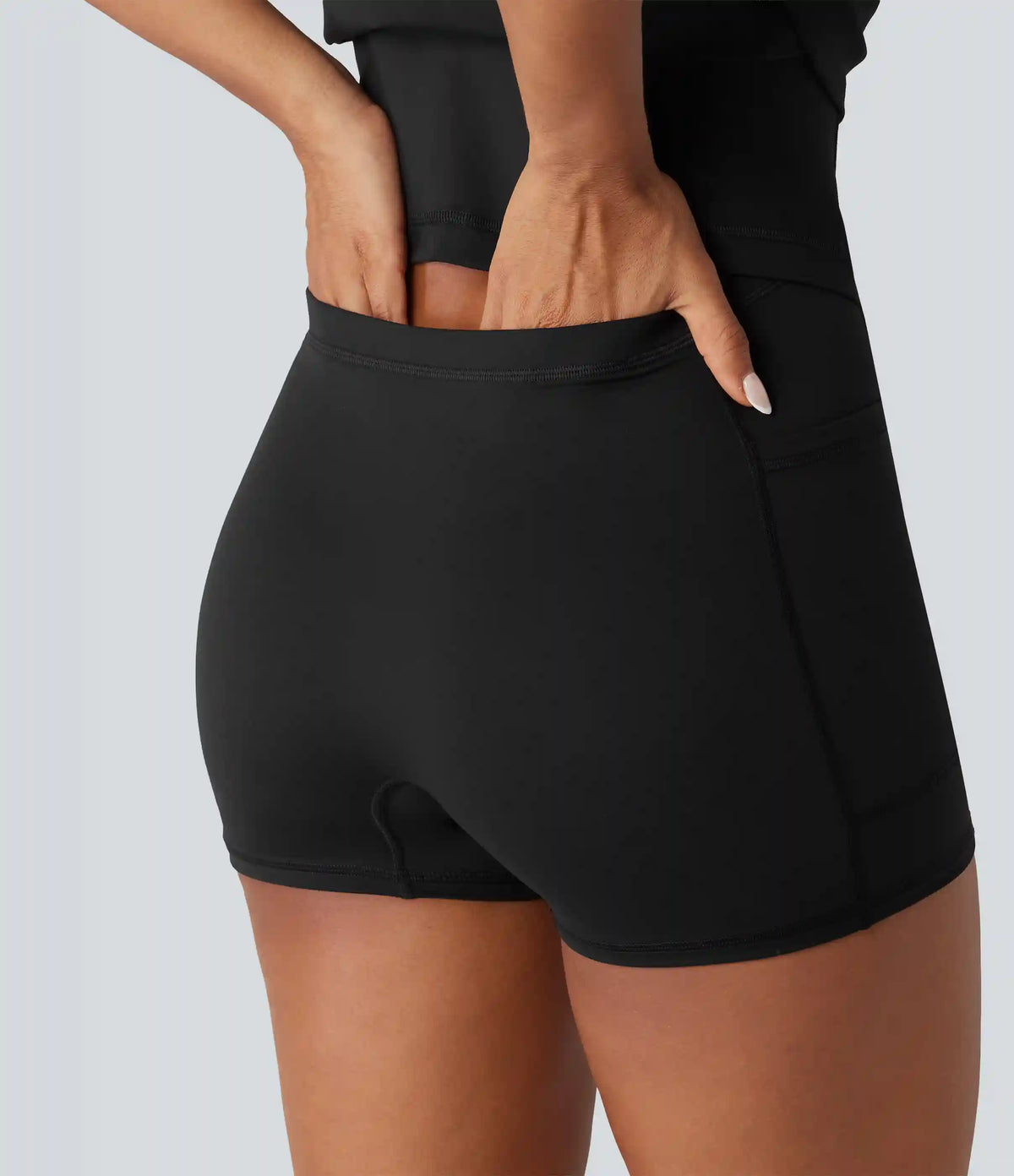 SoftlyZero™ Plush V Neck Built-in Bra Contrast Lace 2-in-1 Mini Yoga Active Dress with Pockets-Easy Peezy Edition