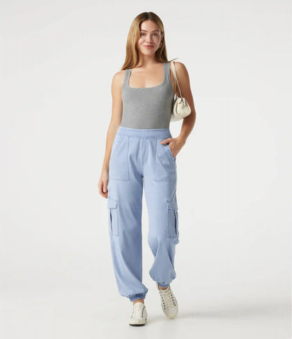 Halara Flex™ Denim Mid Rise Casual Cargo Joggers with Pockets