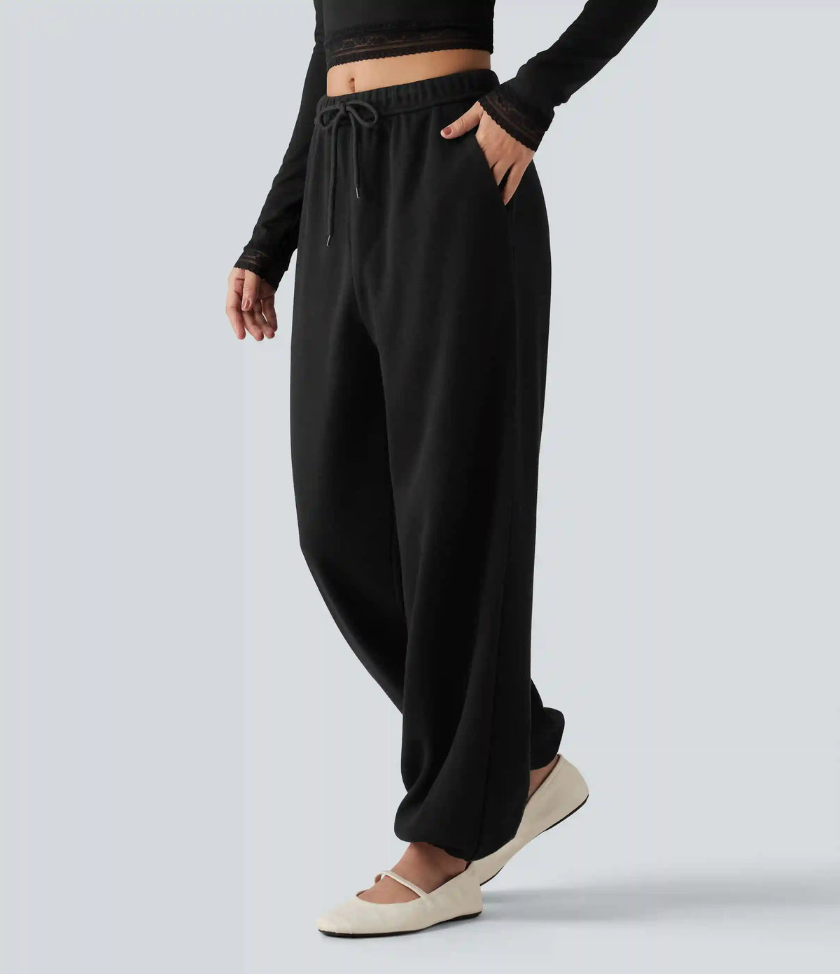 Mid Rise Drawstring Casual Sweatpants with Pockets