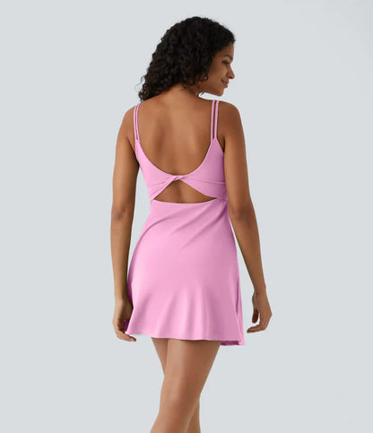 SoftlyZero™ Plush Double Straps 2-Piece Pocket Slip Dance Active Dress A-D Cups