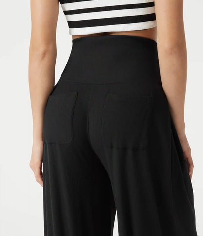 High Stretch Ribbed High Waisted Tummy Control Casual Joggers with Pockets