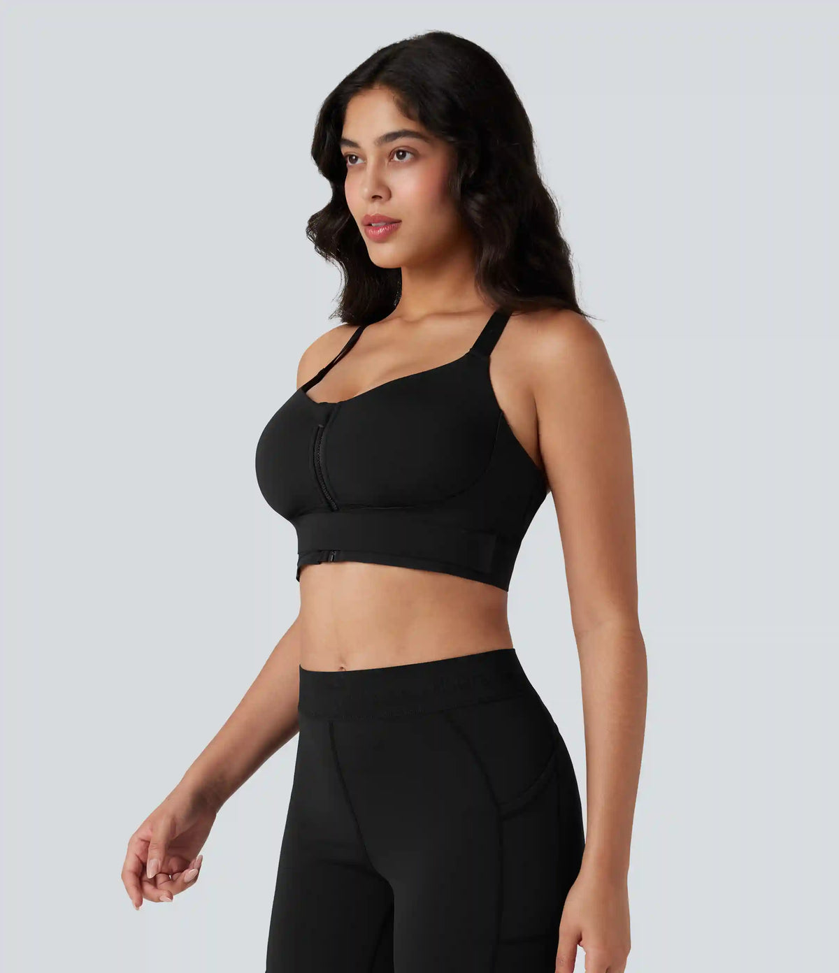 SpeedWave™ Medium Support Push Up Zipper Adjustable Buckle Quick Dry Running Sports Bra DD-F Cups