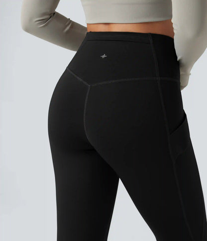 Wear-Resistant Reflective Crossover High Waisted Hiking 7/8 Leggings with Pocket