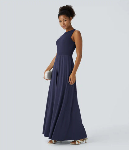 Breezeful™ Zipper Sleeveless Pocket Contrast Quick Dry Jumpsuit