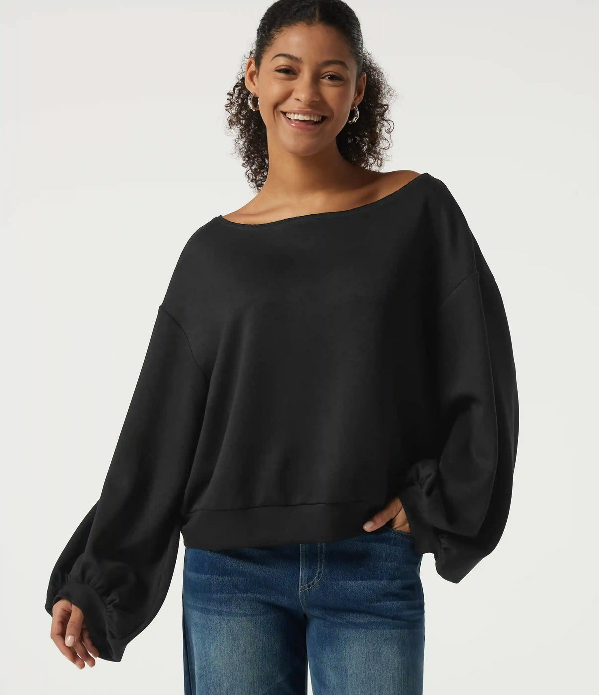 Boat Neck Long Sleeve Pullover Casual Sweatshirt