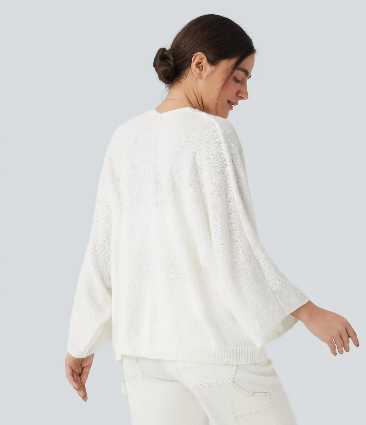 Deep V-neck Batwing Sleeve Relaxed Fit Casual Cardigan