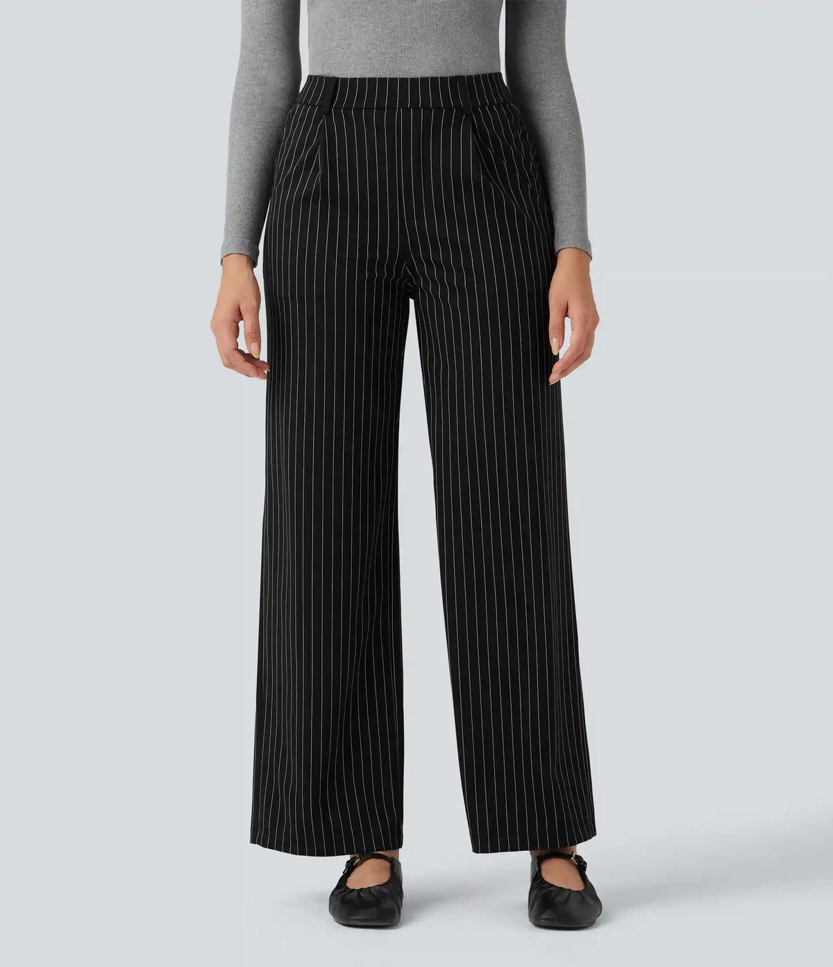 Halara Flex™ High Waisted Straight Leg InstantCool Stripe Work Pants with Pockets