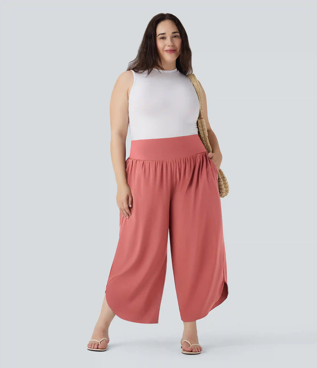 Plus Size Breezeful™ High Waisted Tummy Control Hem Quick Dry Pants with Pockets
