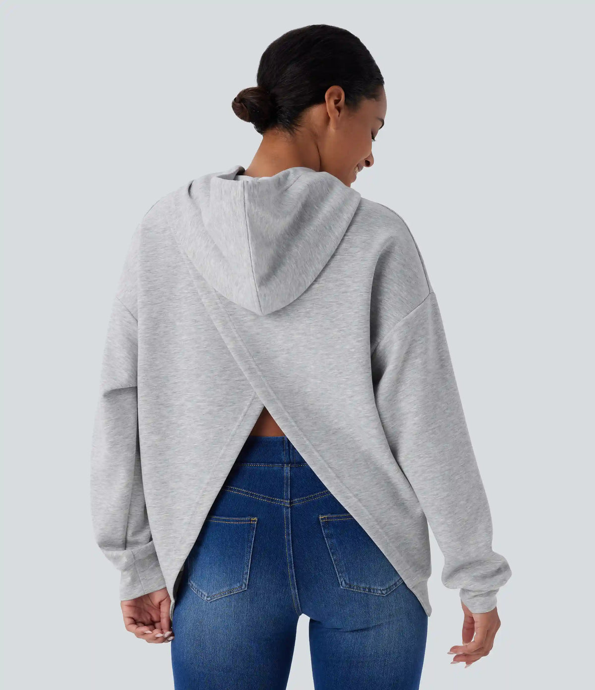 Hooded Drawstring Long Sleeve Kangaroo Pocket Crossover Casual Sweatshirt