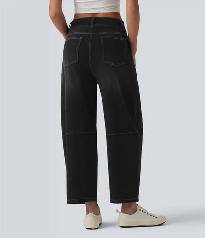 Halara Flex™ Low Rise Zipper Pockets Barrel Leg Casual Jeans