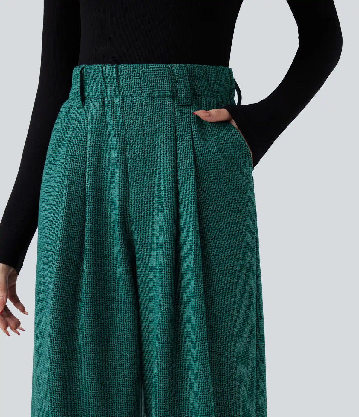 Halara Flex™ High Waisted Houndstooth Work Baggy Pants with Pockets