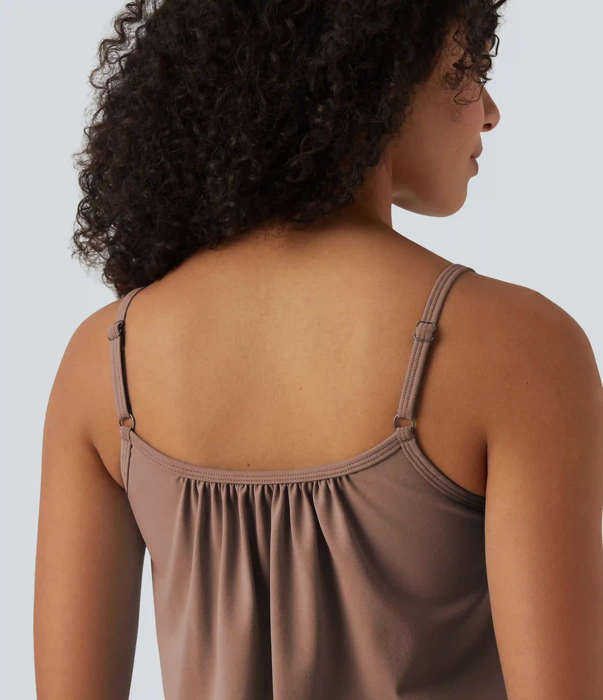 Adjustable Straps Ruched 2-in-1 Built-in Bra Casual Cami Top