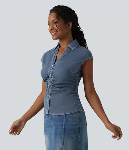 Halara Flex™ V Neck Sleeveless Denim Casual Shirt