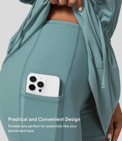 Breezeful™ Pockets Drawstring 2-Piece Quick Dry Mini Hiking Active Dress