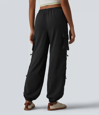 Mid Rise Adjustable Drawcord Casual Cargo Joggers with Pockets