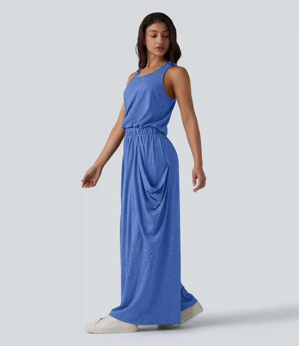 Sleeveless Cut Out Wide Leg Casual Jumpsuit with Pockets-Easy Peezy Edition